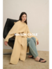 MAISON CECILE鹅黄/黑色围巾戴帽羊毛可拆分随性宽松大衣 商品缩略图1