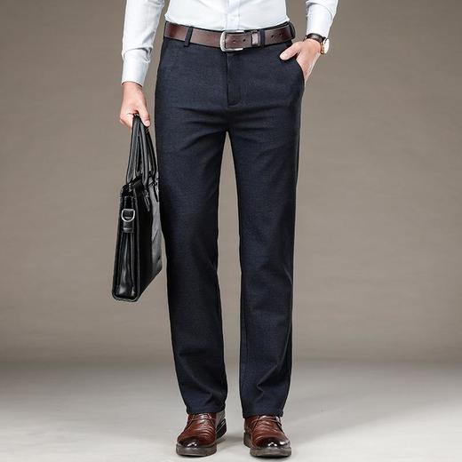 秋冬季男士休闲长裤子中年宽松磨毛商务正装西裤男装 商品图1