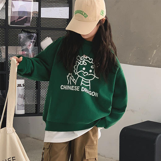 【龙年新气象，穿出不一样！】女童加绒卫衣2023新款，中大童加厚儿童龙年新年过年套头女孩上衣，加绒加厚保暖升级 商品图1