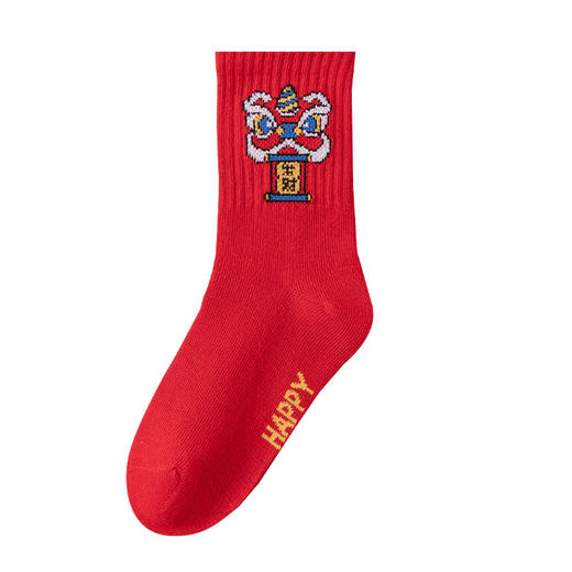 【趣味图案点缀，新年气息满满！】龙年儿童红色袜子，秋冬儿童袜子新年袜国潮棉袜，男女儿童中筒袜严选 商品图4