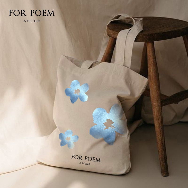 ForPoem 现货 原创设计经典烫金花朵帆布袋 装满发光日常