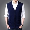 含毛混纺秋冬季男士羊毛背心中年休闲纽扣无袖开衫爸爸男装打底衫 商品缩略图2