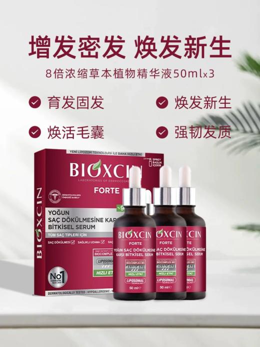 【中欧班列精选3瓶】土耳其进口BIOXCIN 柏科生防脱增发头皮养护强韧发根精华素50ml*3瓶/洗发水300ml*3瓶 商品图4