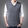 含毛混纺秋冬季男士含羊毛背心中年商务休闲V领织织毛衣男装马甲 商品缩略图0
