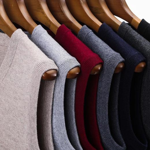 纯羊毛秋冬季男士羊毛背心中年休闲V领爸爸男装毛衣打底衫 商品图3
