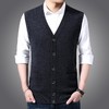 含毛混纺秋冬季男士羊毛背心中年休闲纽扣无袖开衫爸爸男装打底衫 商品缩略图3