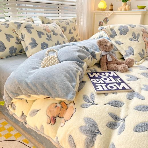 【牛奶绒四件套】冬季加绒加厚床上四件套 双面绒加厚枕套被套可爱迷人雪花绒 商品图2