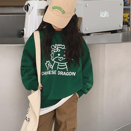 【龙年新气象，穿出不一样！】女童加绒卫衣2023新款，中大童加厚儿童龙年新年过年套头女孩上衣，加绒加厚保暖升级 商品图3