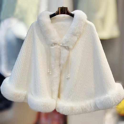 加绒加厚新款秋冬百搭披风外搭毛领保暖氛围毛披肩MLS130 商品图0