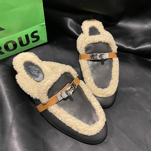 冬季新款，里外全皮羊毛单鞋棉拖HCY-3882--1 商品图0