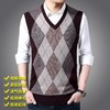含毛混纺秋冬季男士羊毛拼色背心中年休闲V领马夹爸爸男装打底衫 商品缩略图2
