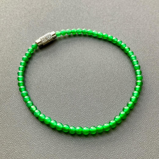 高冰种阳绿辣色翡翠珠串手钏手链 商品图2