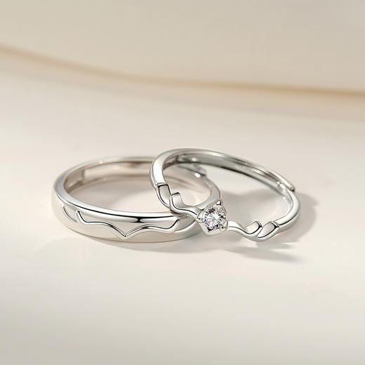Winy925纯银一鹿有你对戒送女友闺蜜节日生日礼物 商品图0