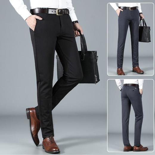 秋冬季男士休闲长裤中年中腰弹力免烫商务西裤男装裤子 商品图0