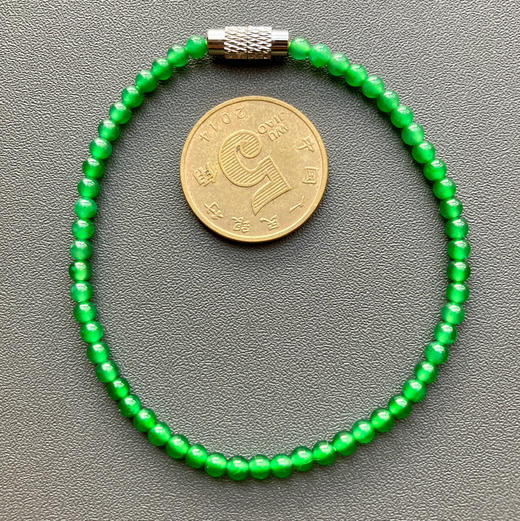 高冰种阳绿辣色翡翠珠串手钏手链 商品图3