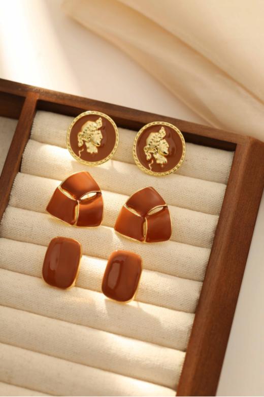 复古风满满的美拉德棕，搭大衣搭毛衣，温柔氛围感wu敌！！——【MointPhoice美拉德星期耳饰】 商品图3