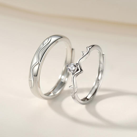 Winy925纯银一鹿有你对戒送女友闺蜜节日生日礼物 商品图1