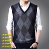 含毛混纺秋冬季男士羊毛拼色背心中年休闲V领马夹爸爸男装打底衫 商品缩略图0