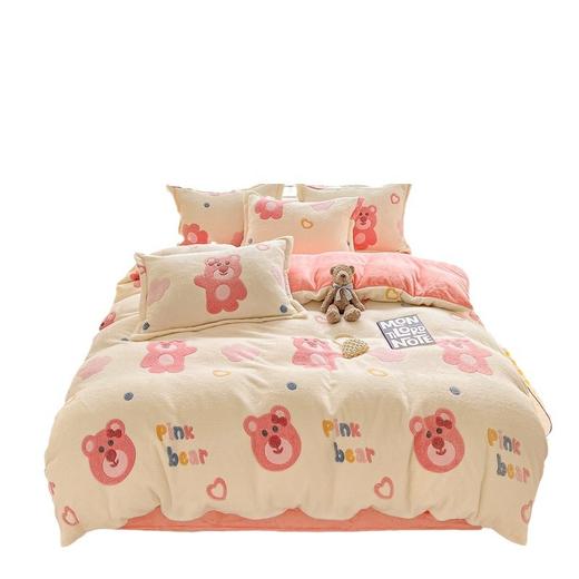 【牛奶绒四件套】冬季加绒加厚床上四件套 双面绒加厚枕套被套可爱迷人雪花绒 商品图4