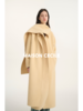 MAISON CECILE鹅黄/黑色围巾戴帽羊毛可拆分随性宽松大衣 商品缩略图2