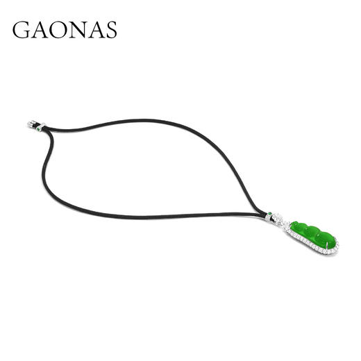 GAONAS 坠链均925银合成锆石 连中三元 国风新潮绿豆项链10258XG 商品图1