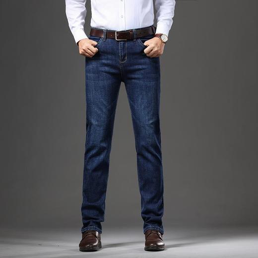 秋冬季男士休闲牛仔裤中年中腰棉质蓝色爸爸男装长裤 商品图0