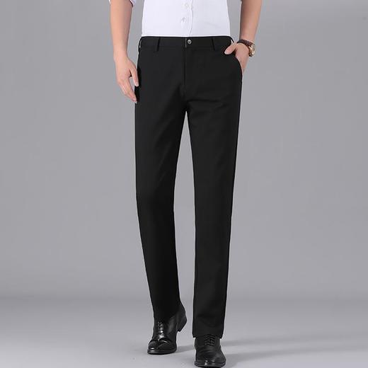 秋冬季男士休闲长裤中年黑色中腰宽松商务西裤男装 商品图3