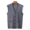 含毛混纺秋冬季男士羊毛背心中年休闲纽扣无袖开衫爸爸男装打底衫 商品缩略图4