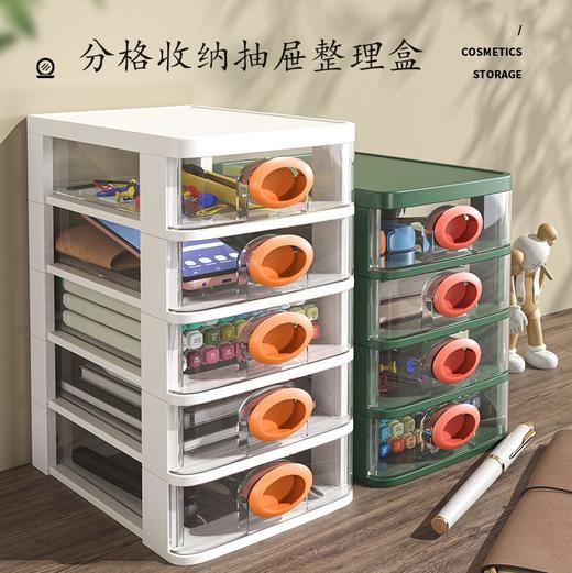 透明可叠加分格抽屉式收纳盒化妆品文具整理盒办公桌面置物架防尘 商品图0