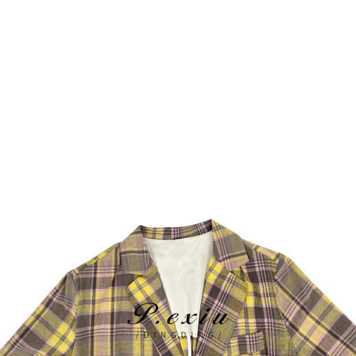 01-1 潘依绣丁丁宠粉夏季新款时尚休闲百搭显瘦格子西服外套 Q05021 商品图2