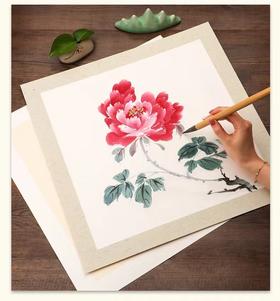 国画宣纸卡纸33×33cm10张/包 半生熟书法作品纸水墨画毛笔美术正方形内白外仿古工笔画画裱框加厚画纸