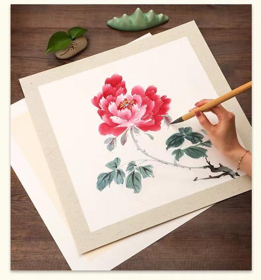 国画宣纸卡纸33×33cm10张/包 半生熟书法作品纸水墨画毛笔美术正方形内白外仿古工笔画画裱框加厚画纸 商品图0