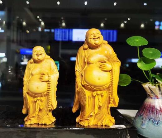 15cm中款 拿扇弥勒佛°黄杨木雕摆件 商品图1