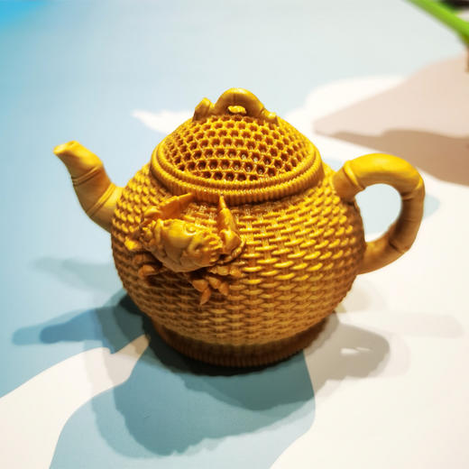 八方来财（螃蟹鱼篓）°黄杨木把把壶 商品图3