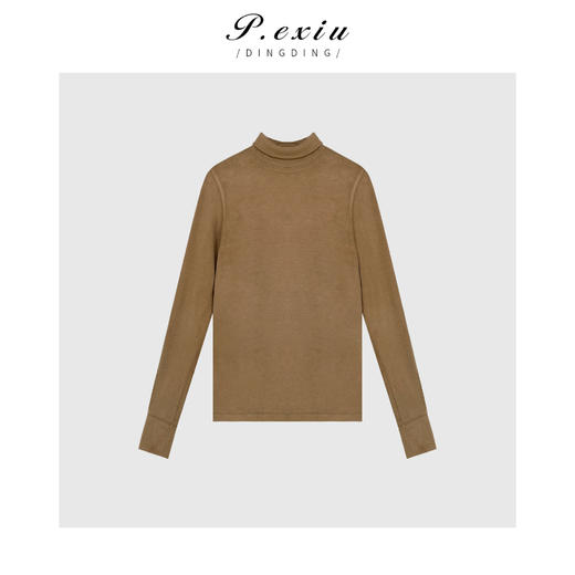 A008潘依绣丁丁宠粉【奶油甜酪】进口面料立领绒面加厚打底T恤 W-61712 商品图1