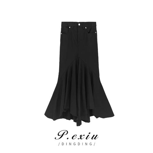 01-1 潘依绣丁丁宠粉设计感a字修身显瘦牛仔拼接半身裙 Z21800 商品图0