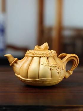 兰花/双喜临门把把壶°黄杨木吉祥手把件