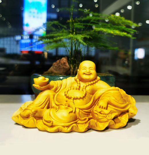 14cm 招财进宝°弥勒佛 黄杨木摆件 商品图0