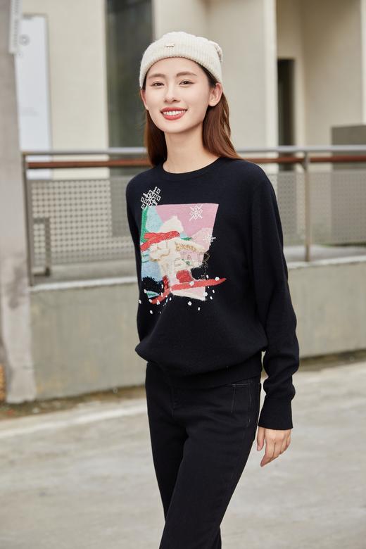 【年货节】奇威烫钻绣花工艺针织毛衣A4416219 商品图1