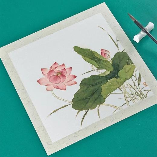 国画宣纸卡纸33×33cm10张/包 半生熟书法作品纸水墨画毛笔美术正方形内白外仿古工笔画画裱框加厚画纸 商品图5