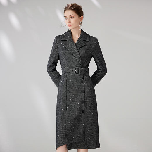 EITIE爱特爱冬季新款时尚洋气复古显瘦收腰系带连衣裙女裙6807525 商品图1