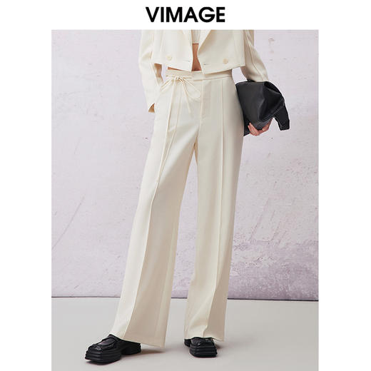 VIMAGE纬漫纪春季新款气质百搭显瘦高腰休闲直筒裤子V2105707 商品图2