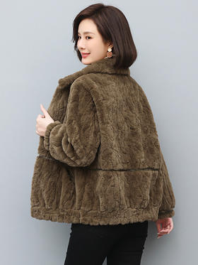 HRFS- WM96289冬季上新气质简约时尚加绒保暖皮毛一体短款外套