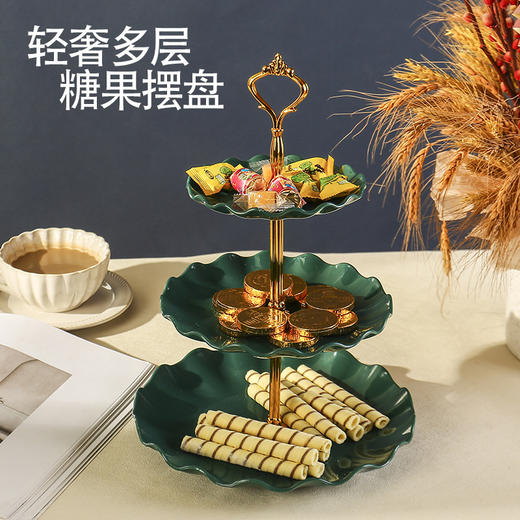 欧式甜品台水果盘，三层蛋糕架，新年点心架。婚礼、派对糖果盘，塑料干果盘，节日甜品架。独特设计，尽显奢华品味。走进奇幻世界，揭开甜蜜之谜！ 商品图3