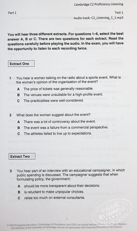 【中商原版】Listening C2 Six practice tests for Cambridge C2 Proficiency 听力提升 剑桥CPE考试C2等级模拟练习测试2022 商品图5