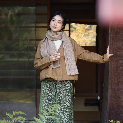 绽放887/【IP黄河记忆系列】天丝亚麻花边拼接新中式斜襟棉服棉衣 商品图1