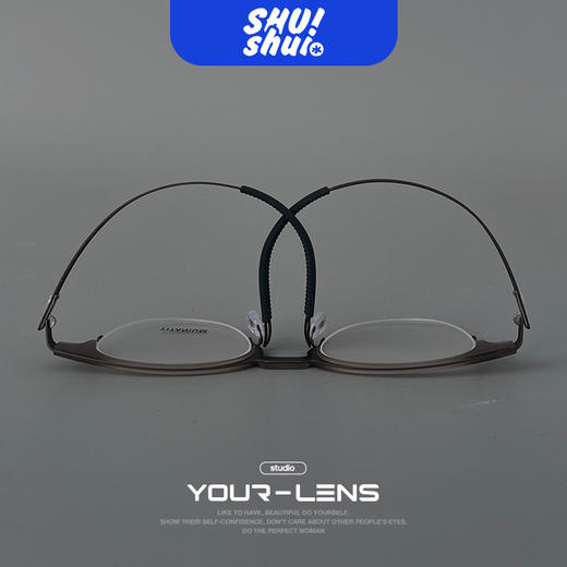 绅士品格！含片15.8克无螺丝半框纯钛眉毛眼镜架 男酷女飒 弹簧镜腿 商品图6