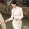 JN-198冬季新款 加毛加厚复合加绒侧八扣长款旗袍立领气质女连衣裙 商品缩略图2