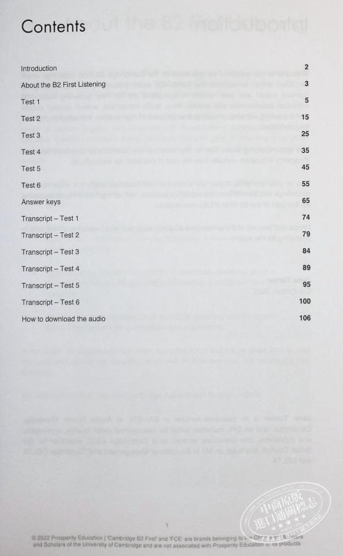 【中商原版】Listening B2 Six practice tests for the Cambridge B2 First 听力提升 剑桥FCE考试B2等级6套模拟测试练习2022 商品图4