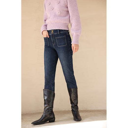 HeyDress加绒牛仔裤女冬季高腰修身显瘦加厚小脚裤塑形保暖裤子 商品图4